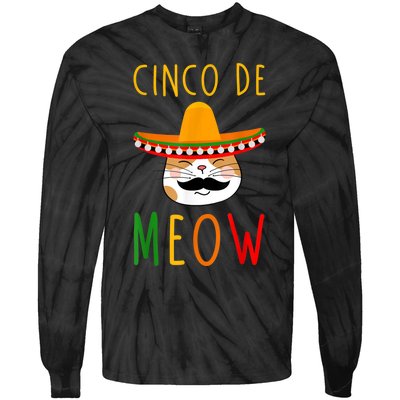 Cinco De Meow Tee Cinco De Mayo Mexico Cats Clothes Outfit Tie-Dye Long Sleeve Shirt