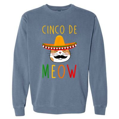 Cinco De Meow Tee Cinco De Mayo Mexico Cats Clothes Outfit Garment-Dyed Sweatshirt