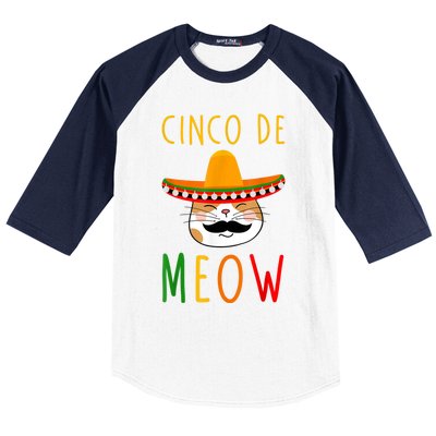 Cinco De Meow Tee Cinco De Mayo Mexico Cats Clothes Outfit Baseball Sleeve Shirt