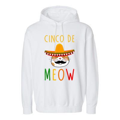 Cinco De Meow Tee Cinco De Mayo Mexico Cats Clothes Outfit Garment-Dyed Fleece Hoodie