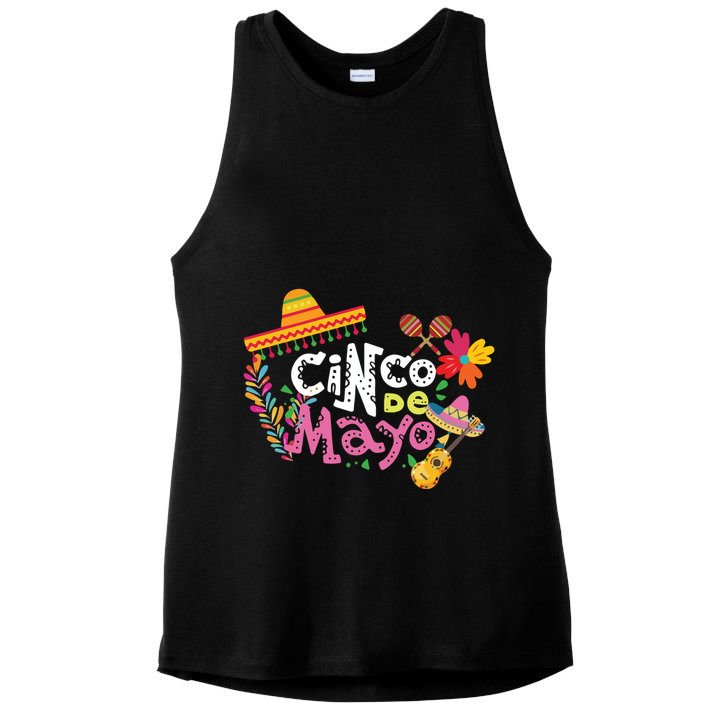 Cinco De Mayo Mexican Fiesta 5 De Mayo Ladies PosiCharge Tri-Blend Wicking Tank