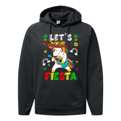 Cinco De Mayo Party Lets Fiesta Dancing Mexican Unicorn Performance Fleece Hoodie