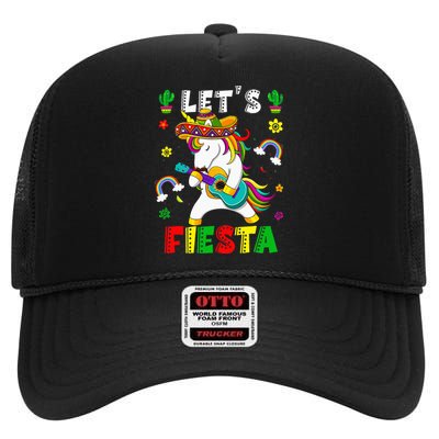 Cinco De Mayo Party Lets Fiesta Dancing Mexican Unicorn High Crown Mesh Back Trucker Hat