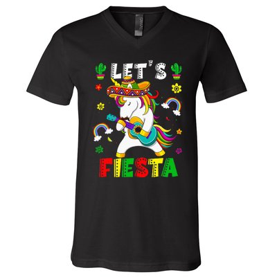 Cinco De Mayo Party Lets Fiesta Dancing Mexican Unicorn V-Neck T-Shirt