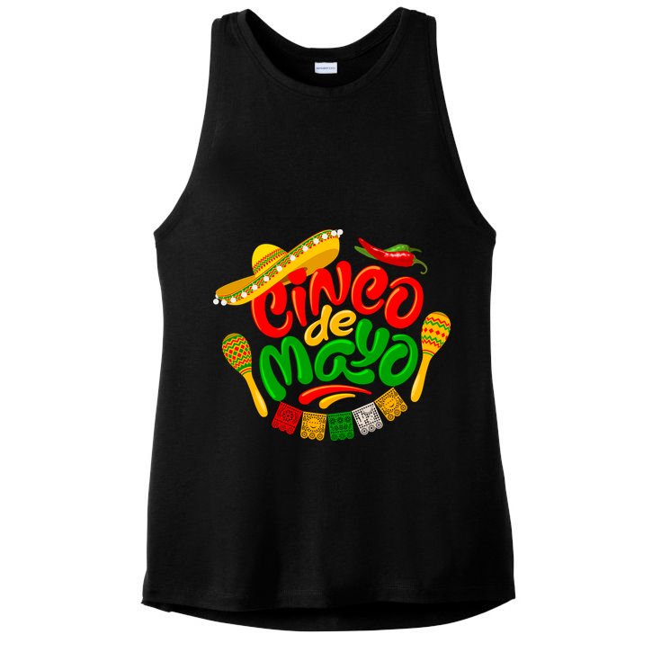 Cinco De Mayo Celebration Fiesta Ladies PosiCharge Tri-Blend Wicking Tank