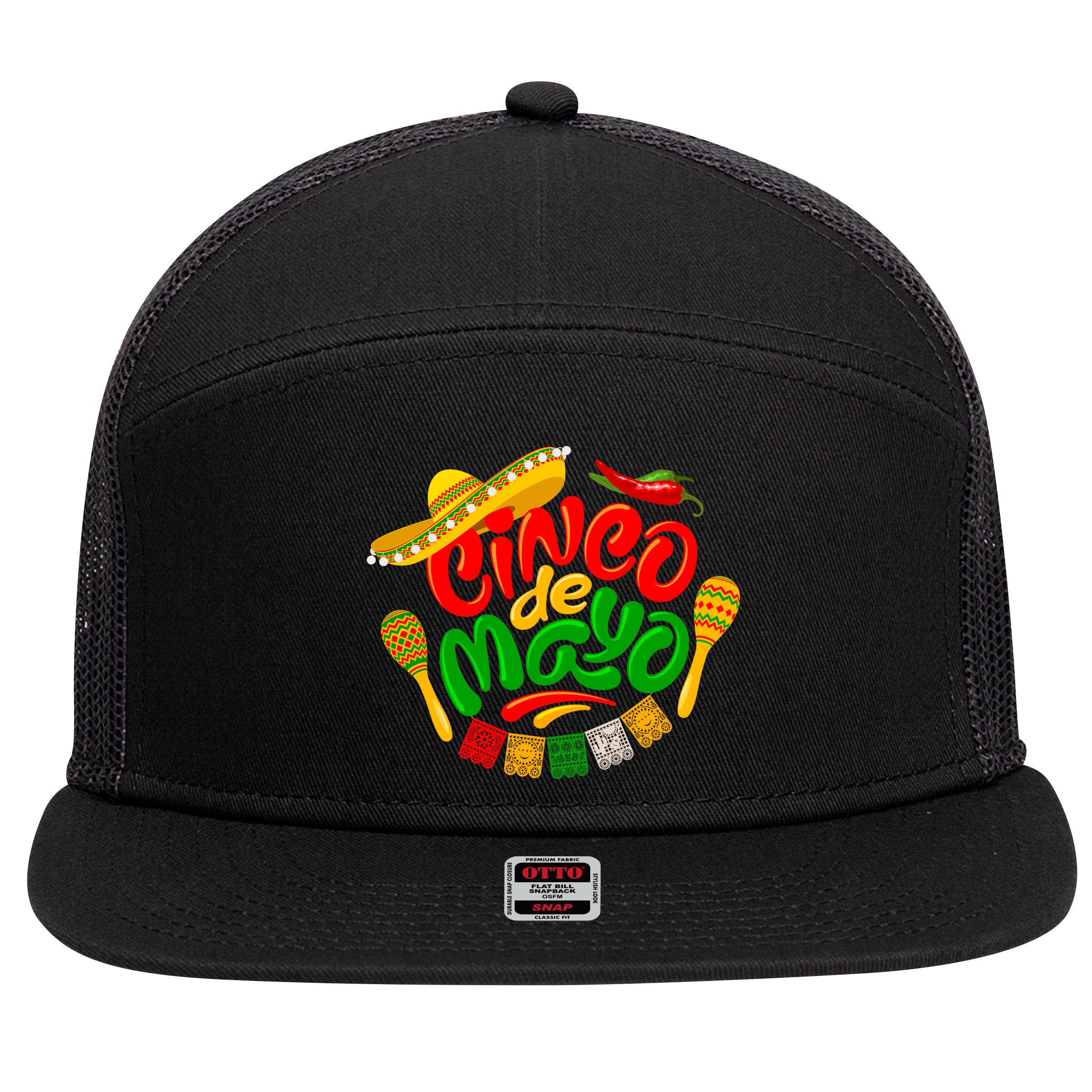 Cinco De Mayo Celebration Fiesta 7 Panel Mesh Trucker Snapback Hat