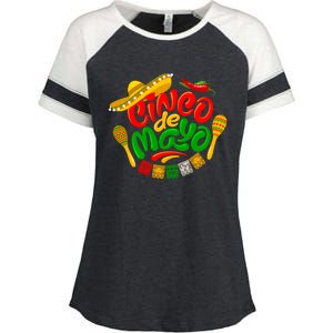 Cinco De Mayo Celebration Fiesta Enza Ladies Jersey Colorblock Tee