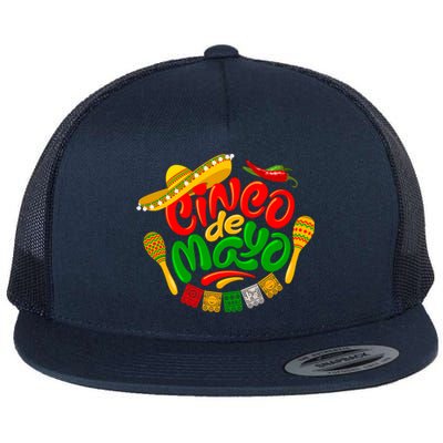 Cinco De Mayo Celebration Fiesta Flat Bill Trucker Hat