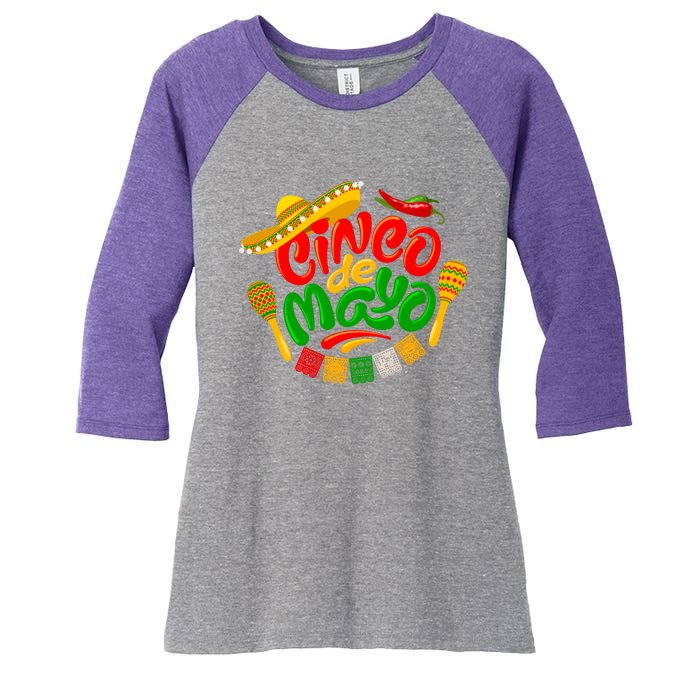 Cinco De Mayo Celebration Fiesta Women's Tri-Blend 3/4-Sleeve Raglan Shirt