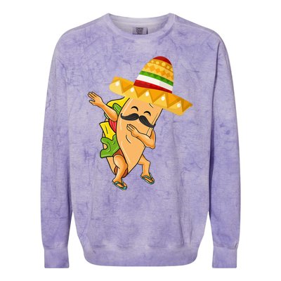 Cinco De Mayo Dabbing Taco Cinco De Mayo Colorblast Crewneck Sweatshirt