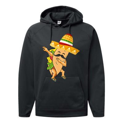 Cinco De Mayo Dabbing Taco Cinco De Mayo Performance Fleece Hoodie