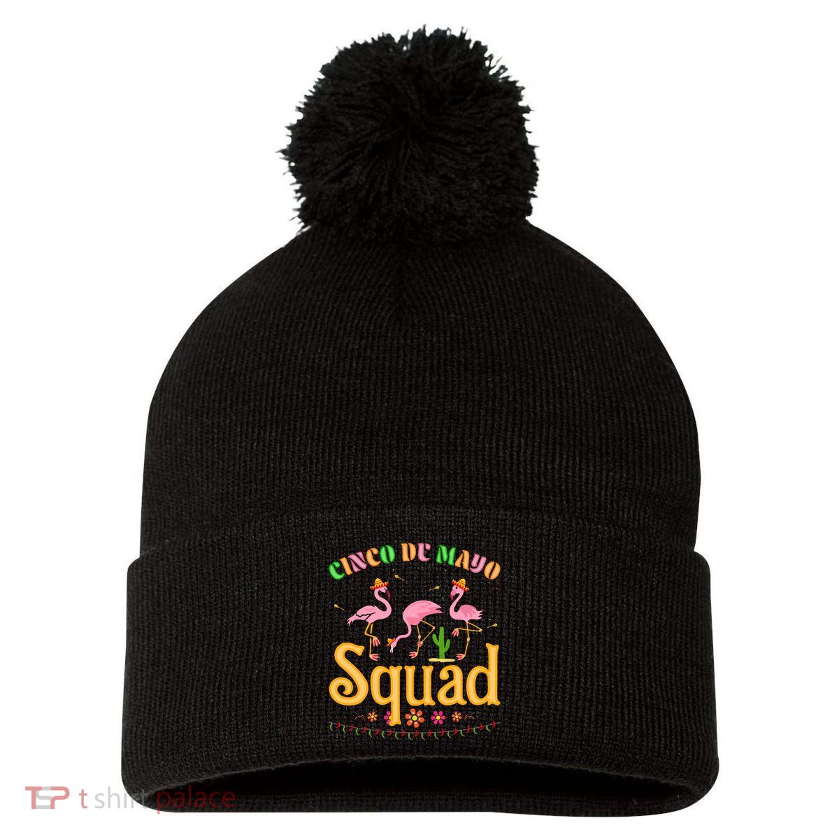 Cinco De Mayo Squad Flamingo Pom Pom 12in Knit Beanie
