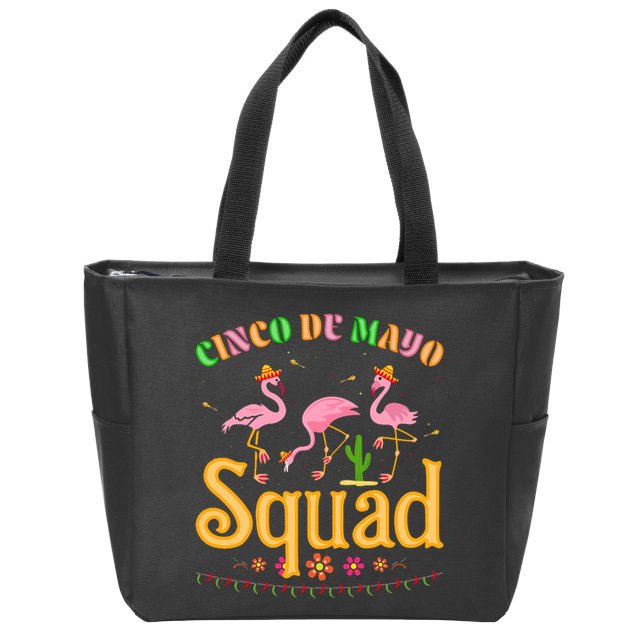 Cinco De Mayo Squad Flamingo Zip Tote Bag