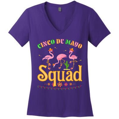 Cinco De Mayo Squad Flamingo Women's V-Neck T-Shirt