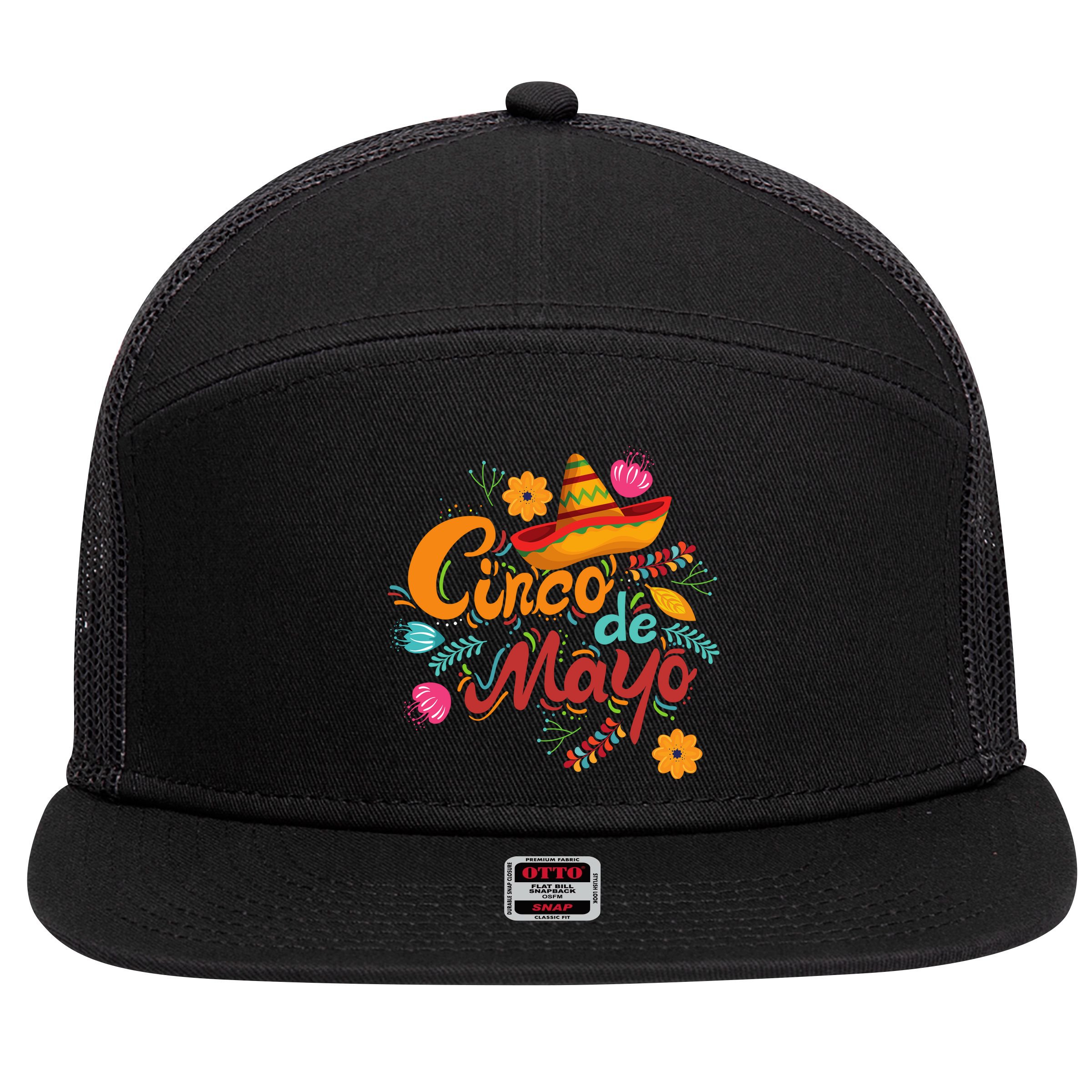 Cinco De Mayo Fiesta Celebration 7 Panel Mesh Trucker Snapback Hat
