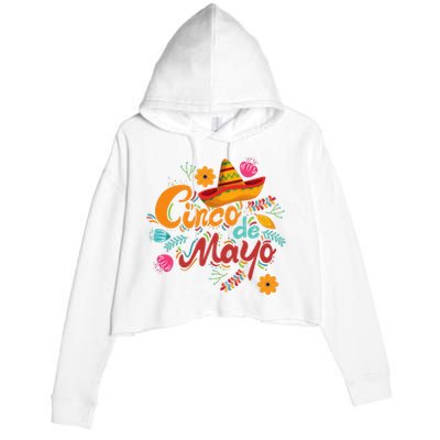 Cinco De Mayo Fiesta Celebration Crop Fleece Hoodie