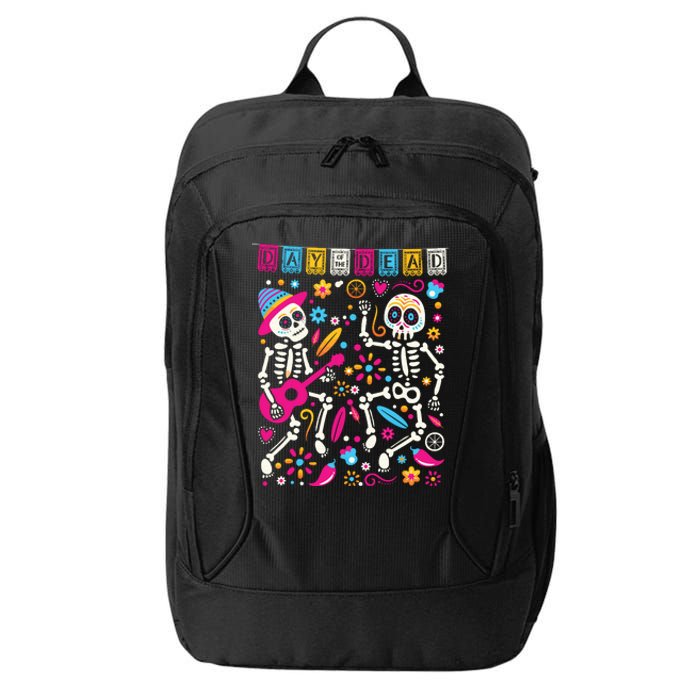 Colorful Dancing Mexican Skeletons Cute Day Of The Dead City Backpack