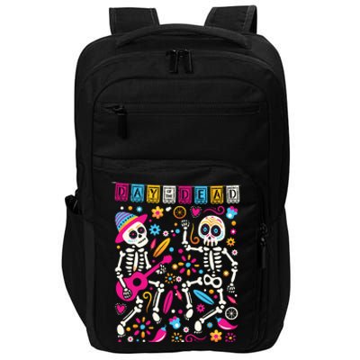 Colorful Dancing Mexican Skeletons Cute Day Of The Dead Impact Tech Backpack