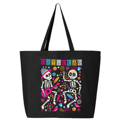 Colorful Dancing Mexican Skeletons Cute Day Of The Dead 25L Jumbo Tote