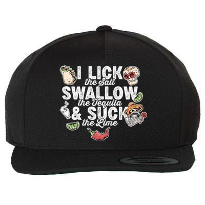 Cinco De Mayo Lick Salt Swallow Tequila Suck Lime Costume Gift Wool Snapback Cap