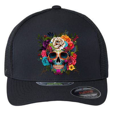 Cinco De Mayo Sugar Skull Day Of The Dead Mexican Fiesta Flexfit Unipanel Trucker Cap