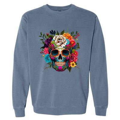 Cinco De Mayo Sugar Skull Day Of The Dead Mexican Fiesta Garment-Dyed Sweatshirt