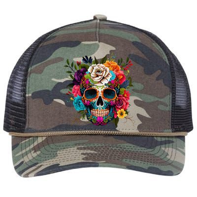 Cinco De Mayo Sugar Skull Day Of The Dead Mexican Fiesta Retro Rope Trucker Hat Cap