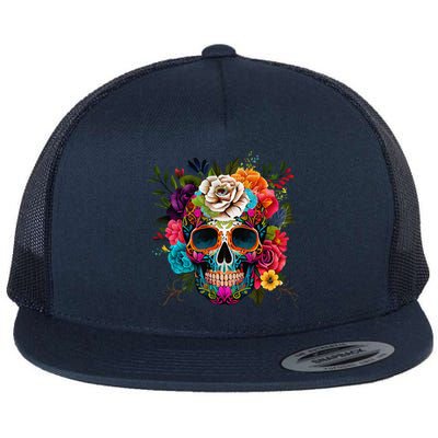 Cinco De Mayo Sugar Skull Day Of The Dead Mexican Fiesta Flat Bill Trucker Hat