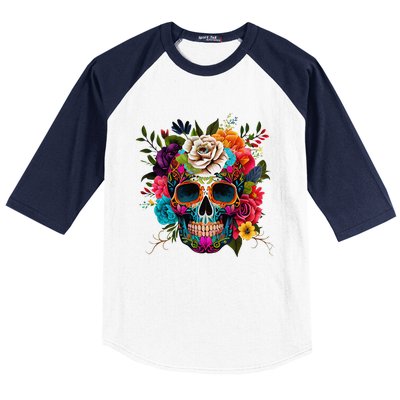 Cinco De Mayo Sugar Skull Day Of The Dead Mexican Fiesta Baseball Sleeve Shirt