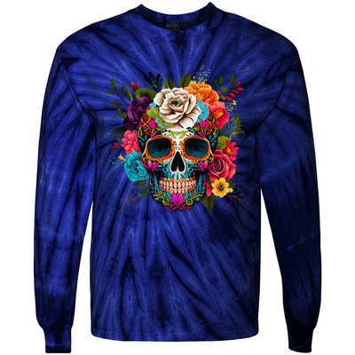 Cinco De Mayo Sugar Skull Day Of The Dead Mexican Fiesta Tie-Dye Long Sleeve Shirt