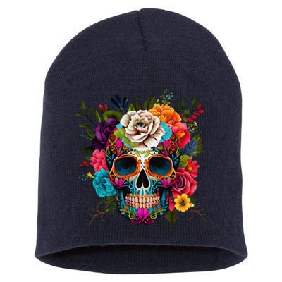 Cinco De Mayo Sugar Skull Day Of The Dead Mexican Fiesta Short Acrylic Beanie