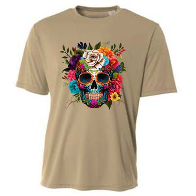 Cinco De Mayo Sugar Skull Day Of The Dead Mexican Fiesta Cooling Performance Crew T-Shirt