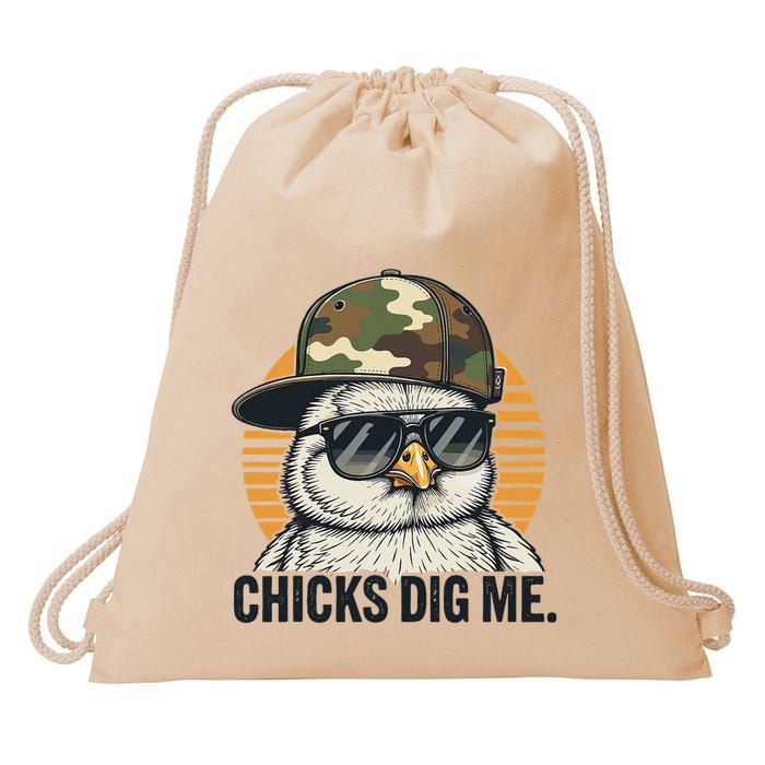 Chicks Dig Me Easter Camo Hat Happy Easter Funny Drawstring Bag