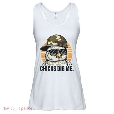 Chicks Dig Me Easter Camo Hat Happy Easter Funny Ladies Essential Flowy Tank