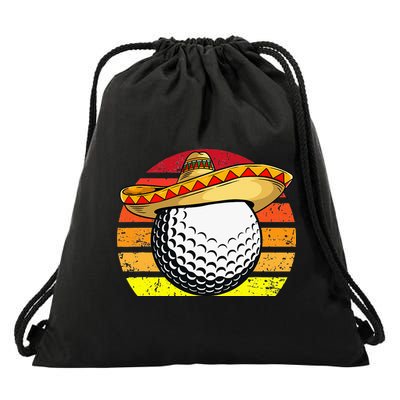 Cinco de Mayo Golf Ball With Sombrero Golfer Mexican Fiesta Drawstring Bag