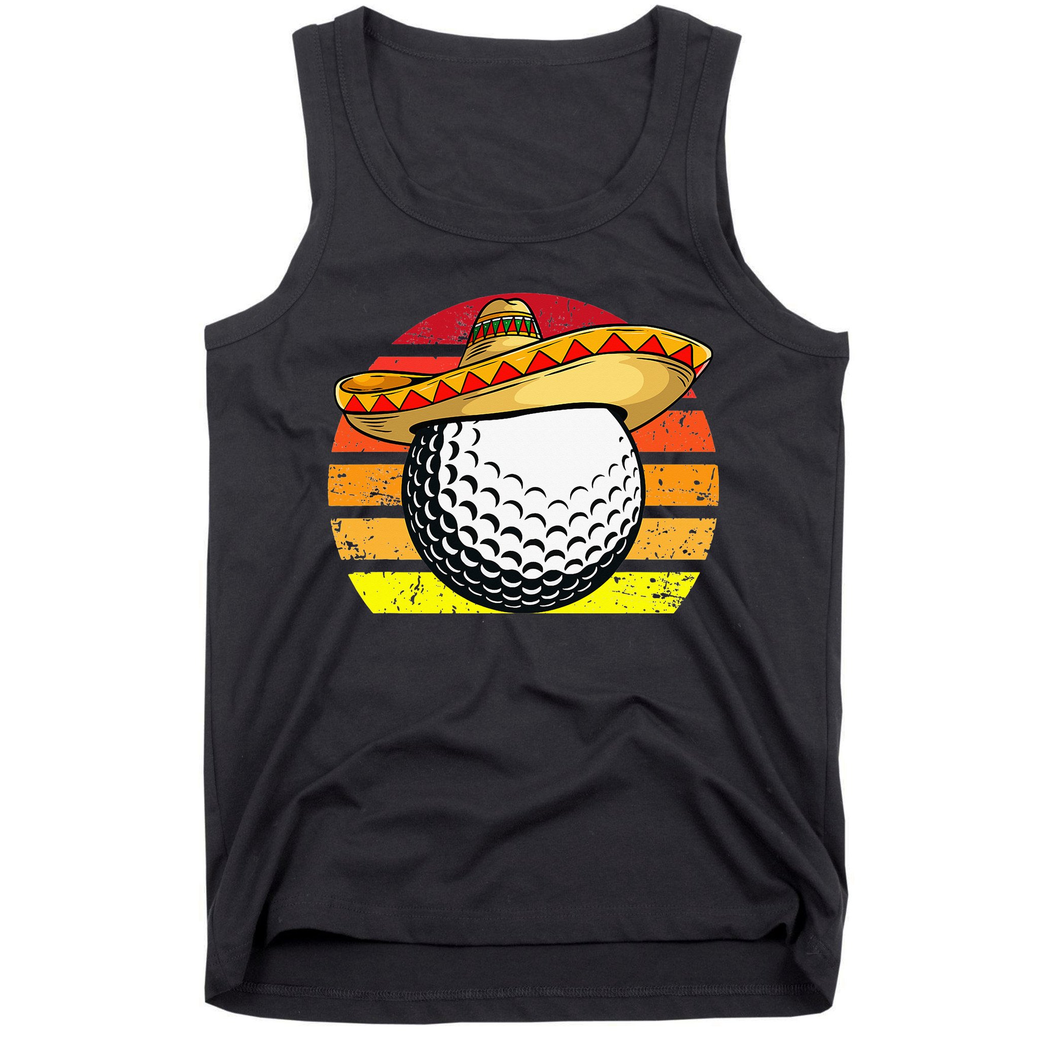 Cinco de Mayo Golf Ball With Sombrero Golfer Mexican Fiesta Tank Top