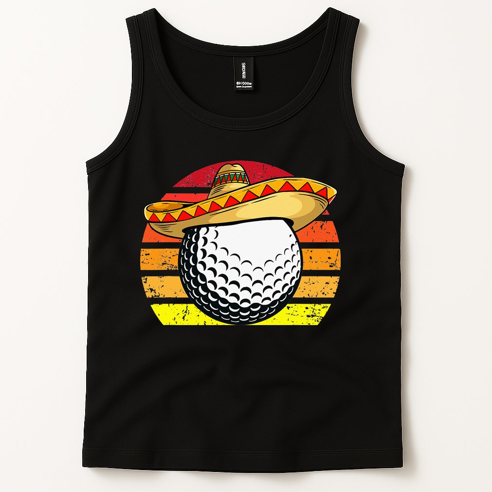 Cinco de Mayo Golf Ball With Sombrero Golfer Mexican Fiesta Tank Top