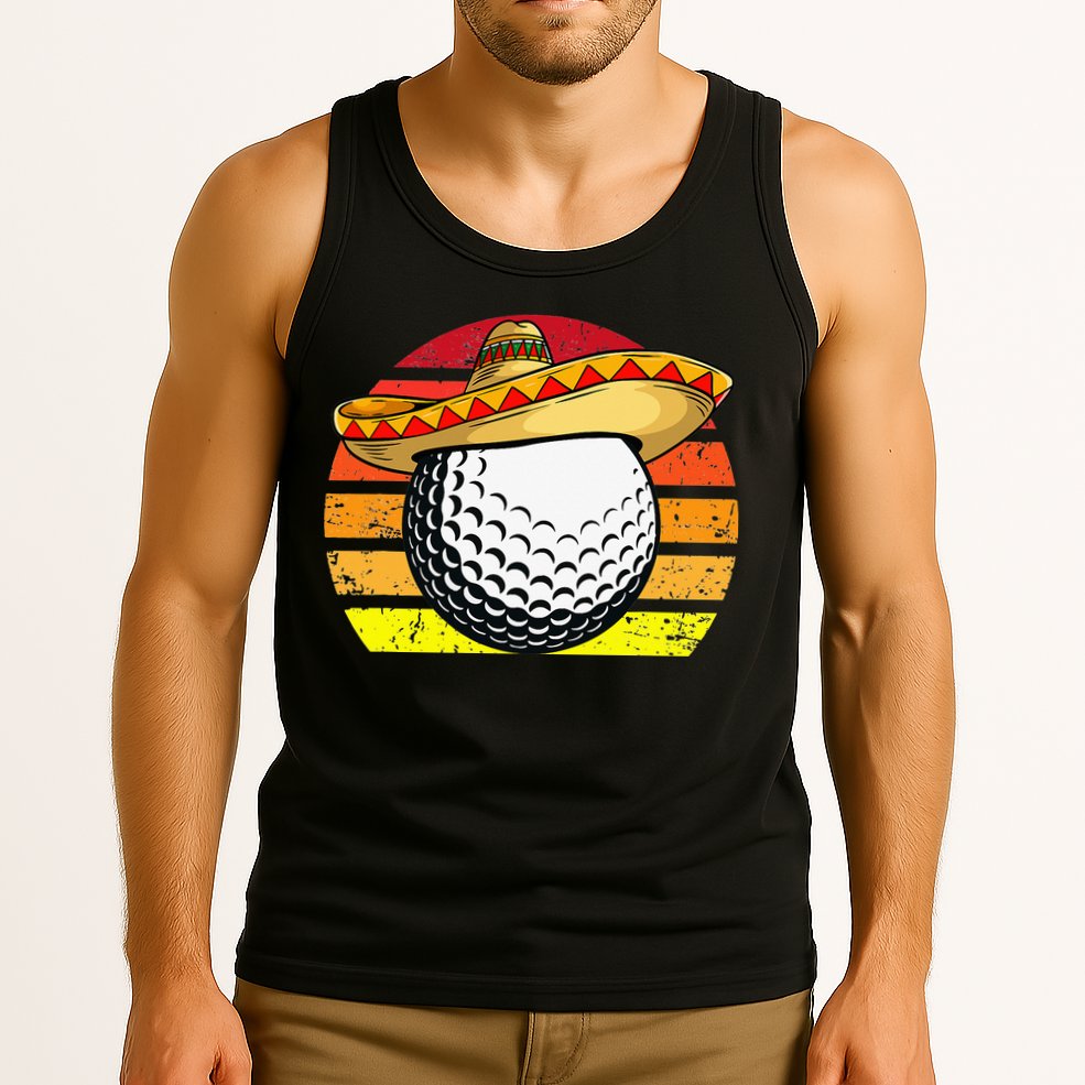 Cinco de Mayo Golf Ball With Sombrero Golfer Mexican Fiesta Tank Top