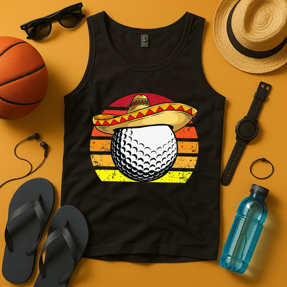 Cinco de Mayo Golf Ball With Sombrero Golfer Mexican Fiesta Tank Top