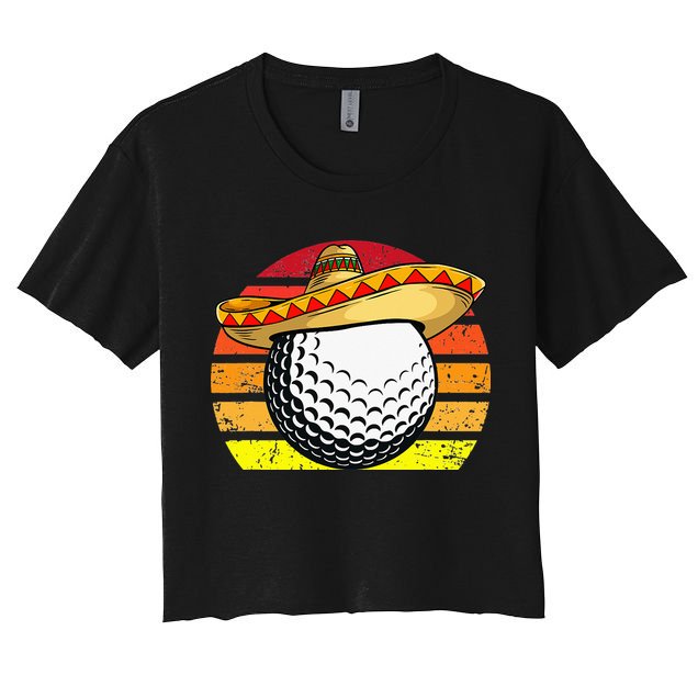 Cinco de Mayo Golf Ball With Sombrero Golfer Mexican Fiesta Crop Top