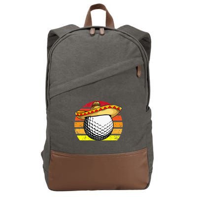 Cinco de Mayo Golf Ball With Sombrero Golfer Mexican Fiesta Cotton Canvas Backpack