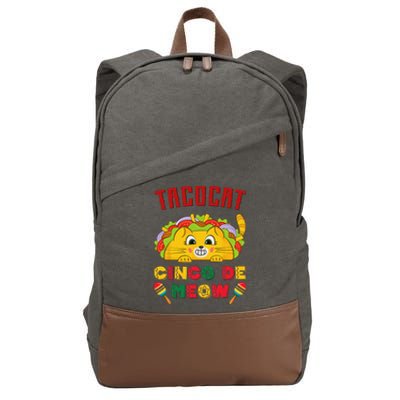 Cinco de Meow taco cat, Mexican Cinco De Mayo Cat Lovers Cotton Canvas Backpack