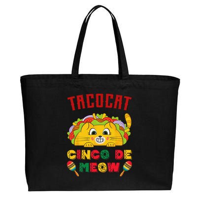 Cinco de Meow taco cat, Mexican Cinco De Mayo Cat Lovers Cotton Canvas Jumbo Tote