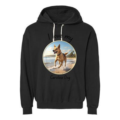 Carolina Dog Matter Dog Running On Beach Garment-Dyed Fleece Hoodie