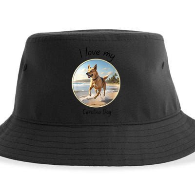Carolina Dog Matter Dog Running On Beach Sustainable Bucket Hat