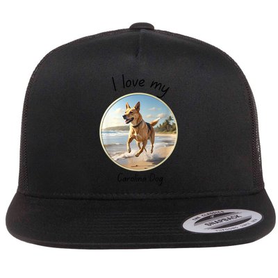 Carolina Dog Matter Dog Running On Beach Flatbill Hat