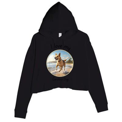Carolina Dog Matter Dog Running On Beach Crop Fleece Hoodie