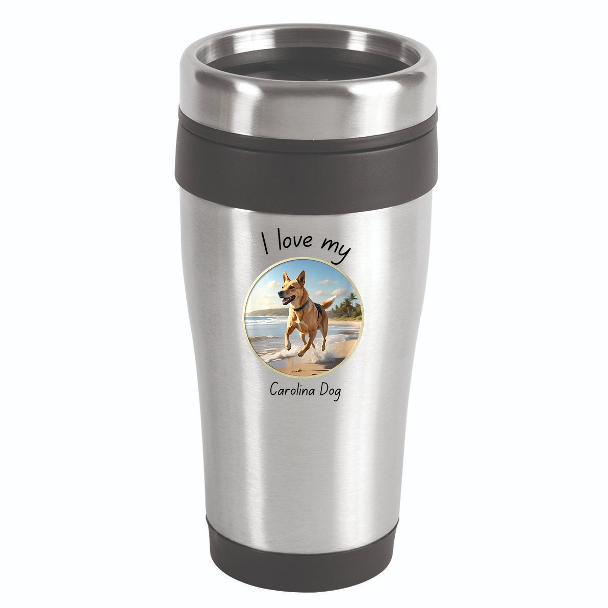 Carolina Dog Matter Dog Running On Beach 16oz Travel Tumbler