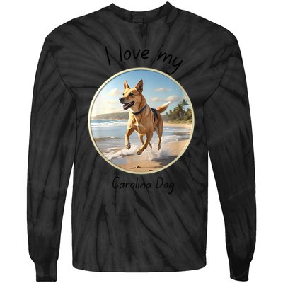 Carolina Dog Matter Dog Running On Beach Tie-Dye Long Sleeve Shirt