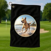 Carolina Dog Matter Dog Running On Beach Golf Towel